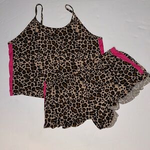 Leopard Print Lounge Set with Pink Accents